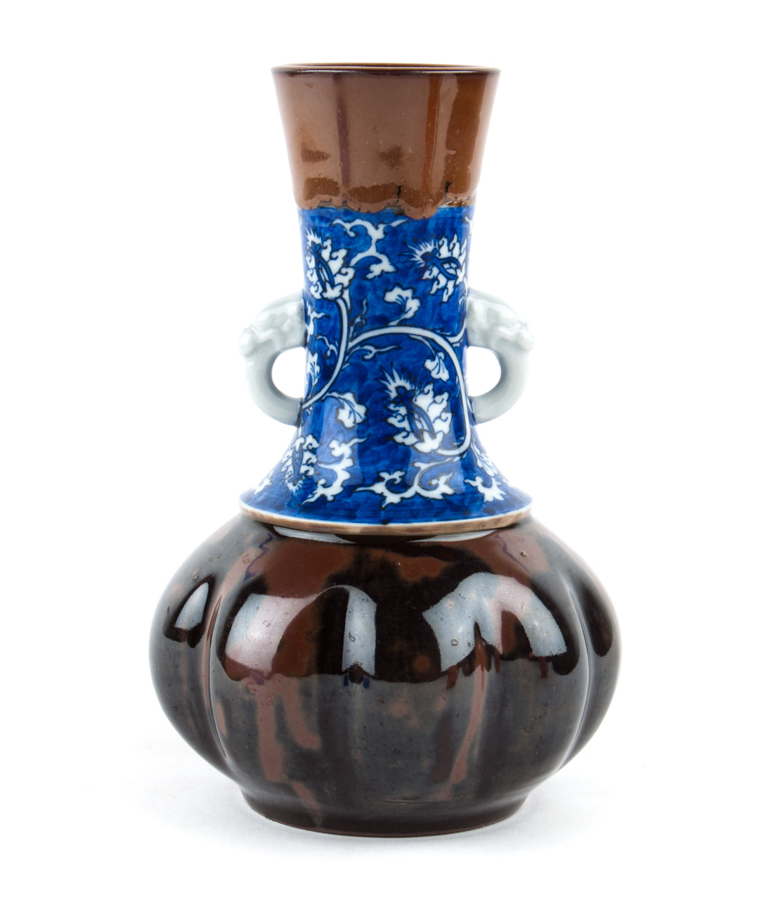 Appraisal: Chinese porcelain vase brown glazed base with blue and white