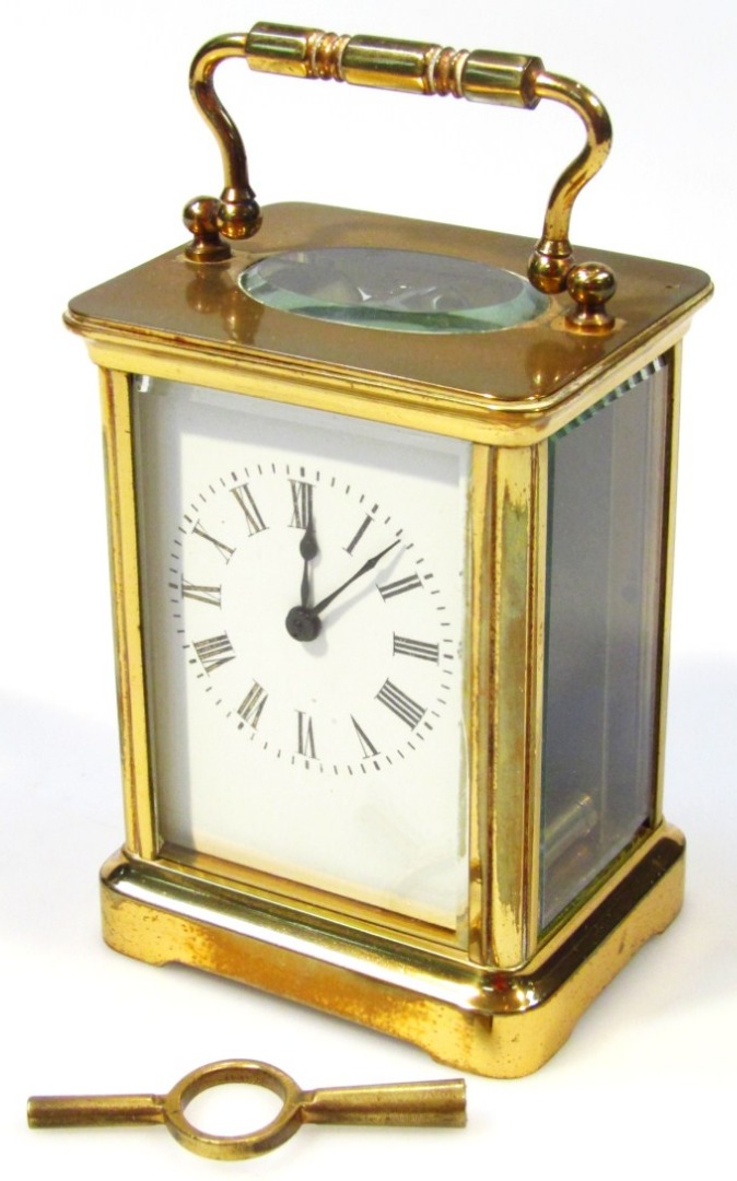 Appraisal: A thC brass carriage clock the cm wide dial with