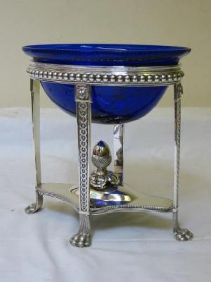 Appraisal: AN ADAM STYLE FRUIT STAND the star etched Bristol blue