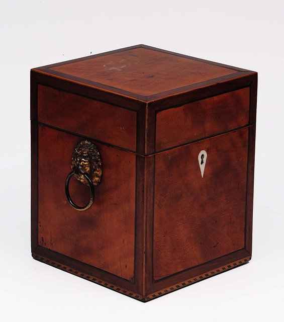 Appraisal: A th Century mahogany and satinwood small decanter boxwith gilt