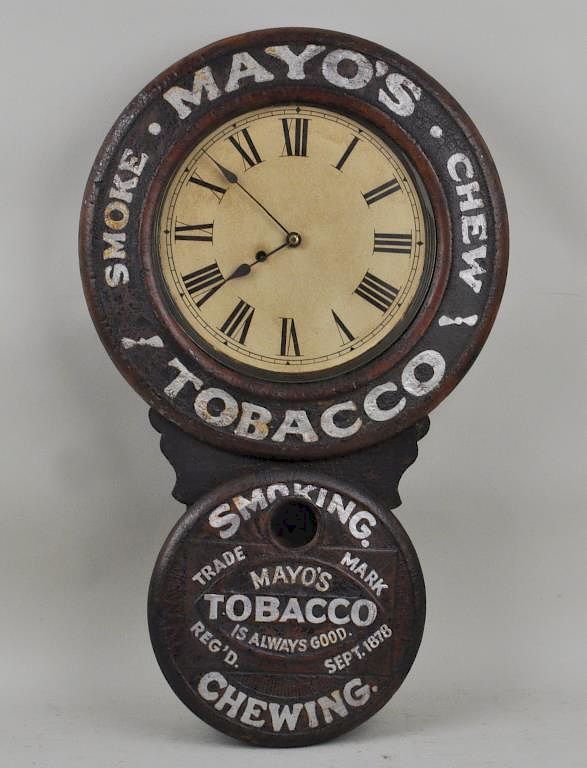 Appraisal: Mayo's Tobacco Advertising Clock manufactured by Baird Clock Co Plattsburgh