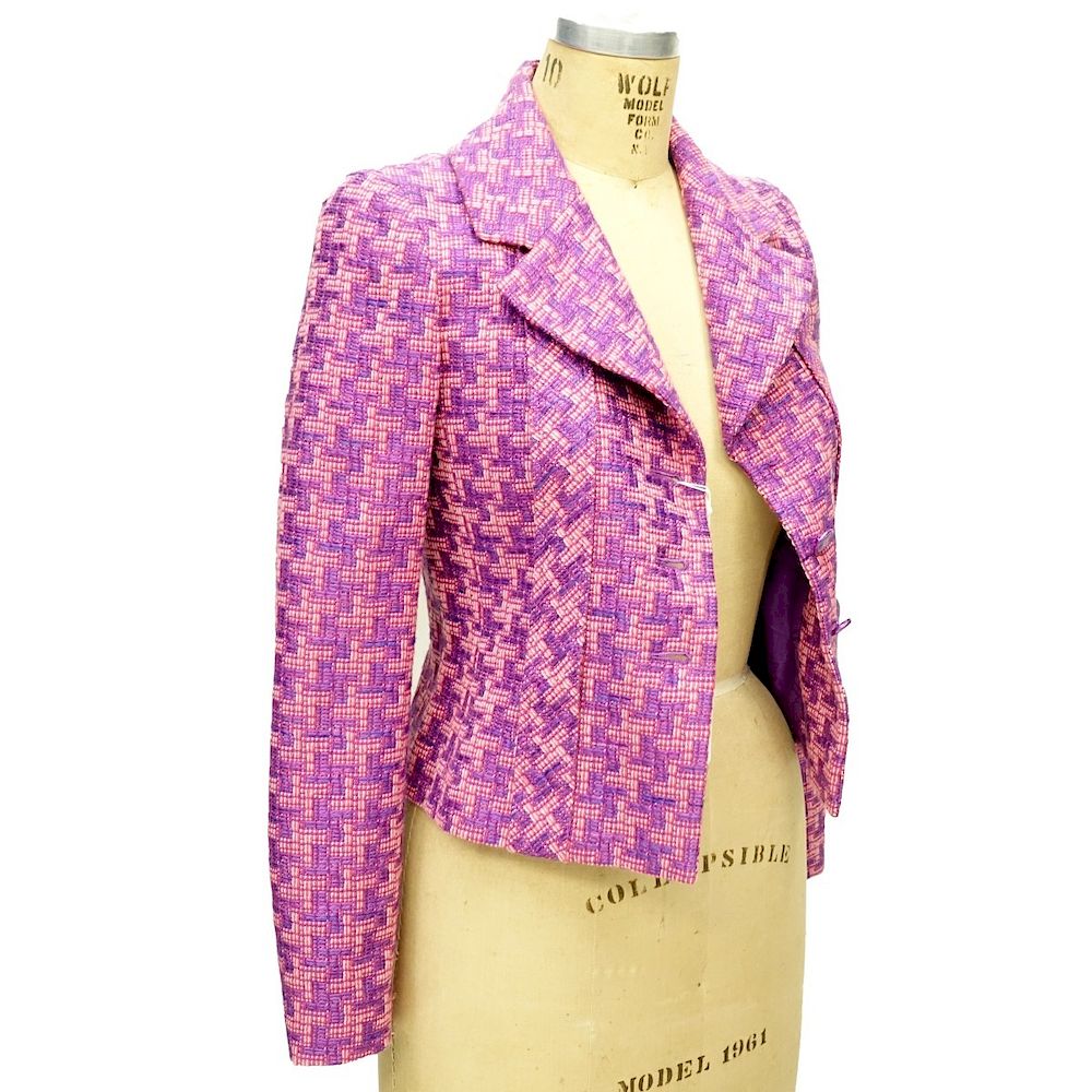 Appraisal: Chanel Jacket Chanel Purple and Red Wool Blend Jacket The