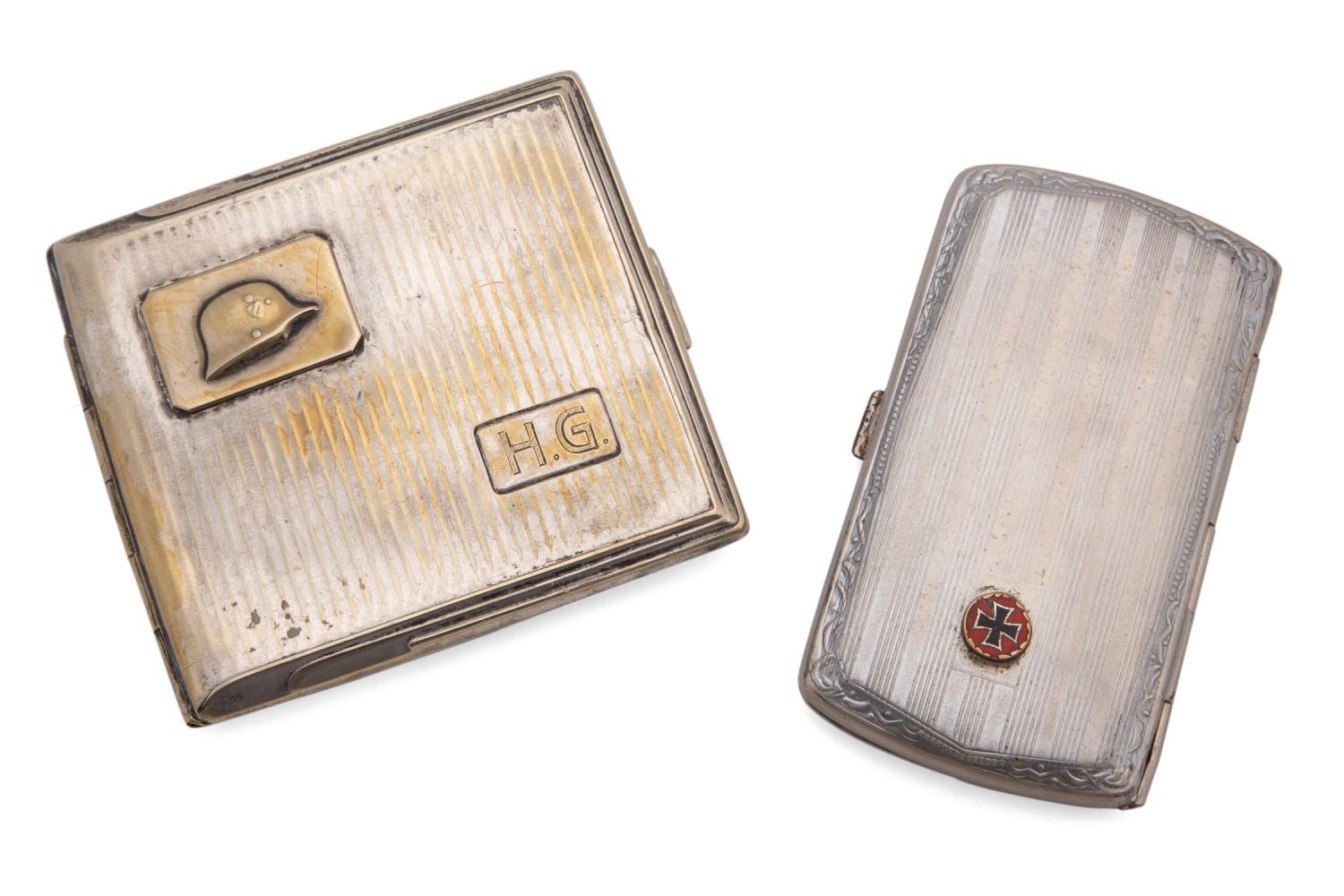 Appraisal: TWO WWII GERMAN CIGARETTE CASES Two WWII German cigarette cases