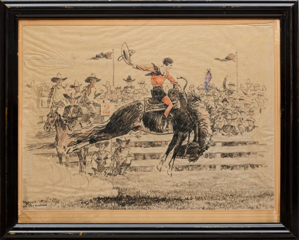 Appraisal: Paul Desmond Brown American - Lady Bronc Buster mixed media