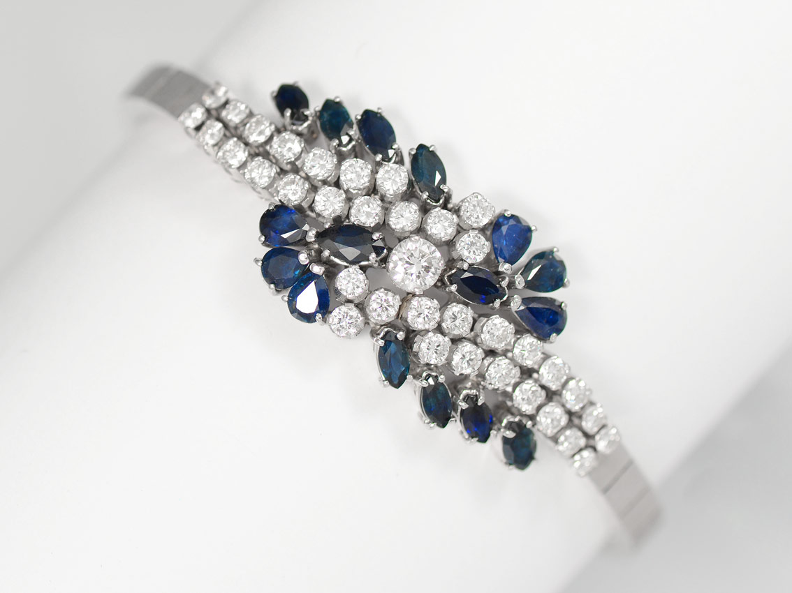 Appraisal: Ctw DIAMOND Ctw SAPPHIRE BRACELET K white gold flex bracelet