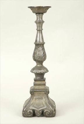 Appraisal: Baroque-Style White Metal Candlestick Lamp in