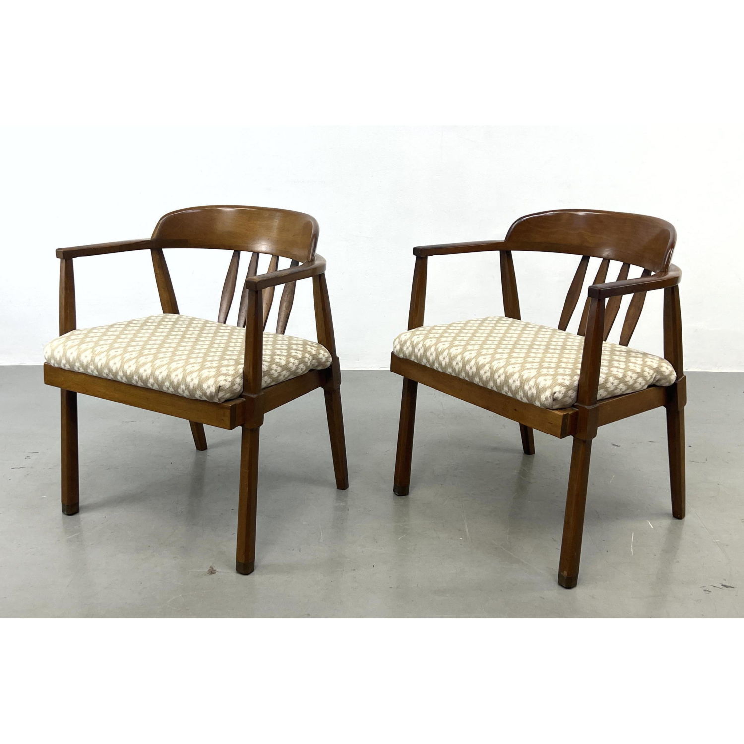 Appraisal: Pair American Modern Walnut Arm Chairs Dimensions H inches W