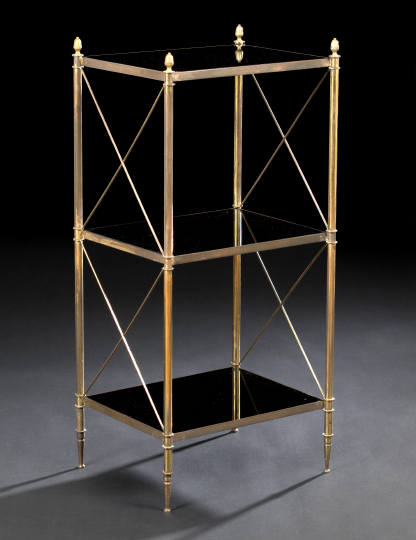 Appraisal: Directoire-Style Gilt-Metal and Black Glass Occasional Table early th century