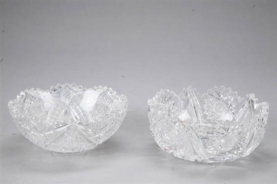 Appraisal: TWO CUT GLASS BOWLS Both have sawtooth rims One with