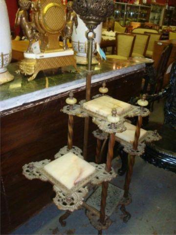 Appraisal: Victorian Onyx and Brass Plant Stand From a Country Club