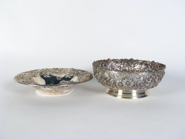 Appraisal: Two Kirk Repousse Sterling bowls including '' diameter pedestal bowl