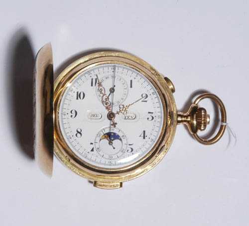 Appraisal: SAVONNETTE POCKET WATCH REPEATER STOP WATCH MOON PHASE INVICTA ca