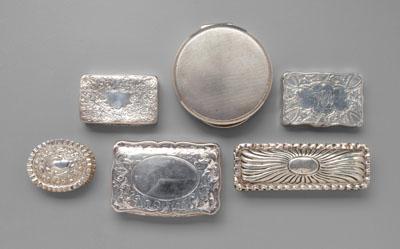 Appraisal: Six silver boxes five English marks for Birmingham or partial