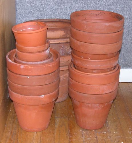 Appraisal: Collection of approximately Decorative Outdoor Terracotta Urns and Pots most