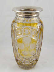 Appraisal: A large silver mounted cut glass vase the body amber