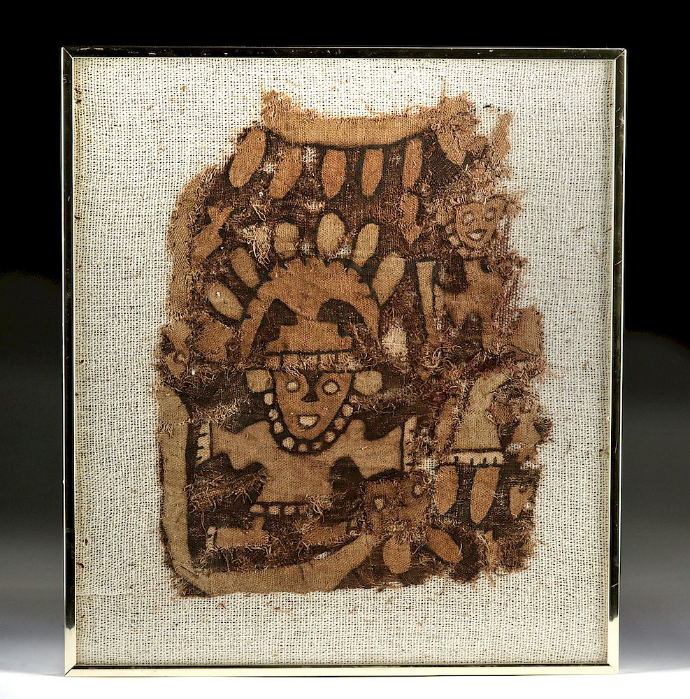 Appraisal: Chimu Painted Textile Fragment - Abstract Figures Pre-Columbian Central Coast