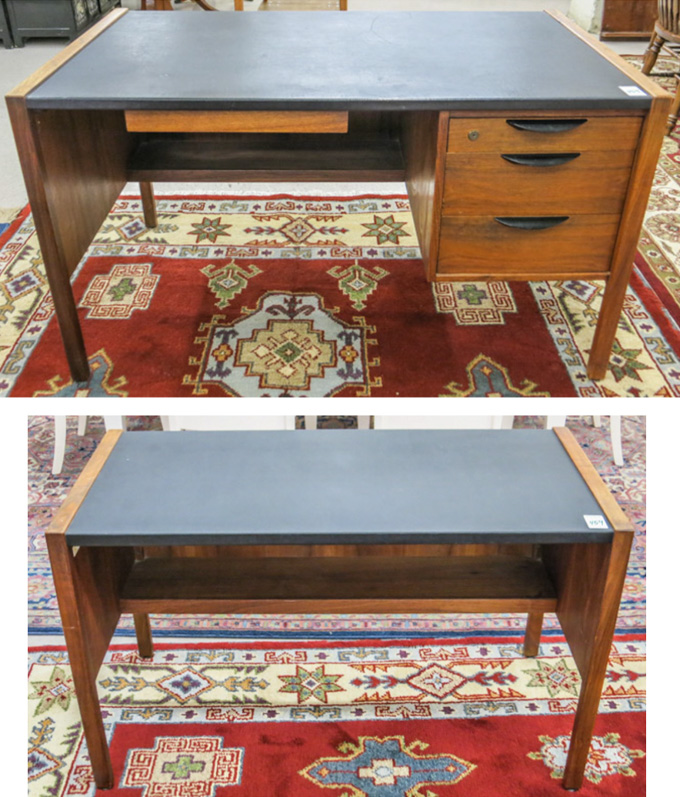 Appraisal: DANISH MODERN DESK AND MATCHING CONSOLE TABLE Jens Risom Design