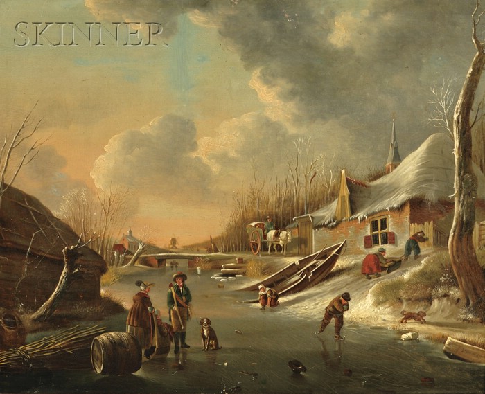 Appraisal: Attributed to Andries Vermeulen Dutch - Winter on the River