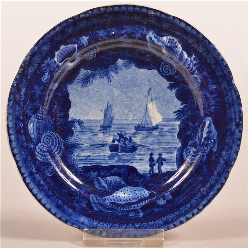 Appraisal: Historical Staffordshire Blue Transfer Cup Plate Historical Staffordshire Blue Transfer