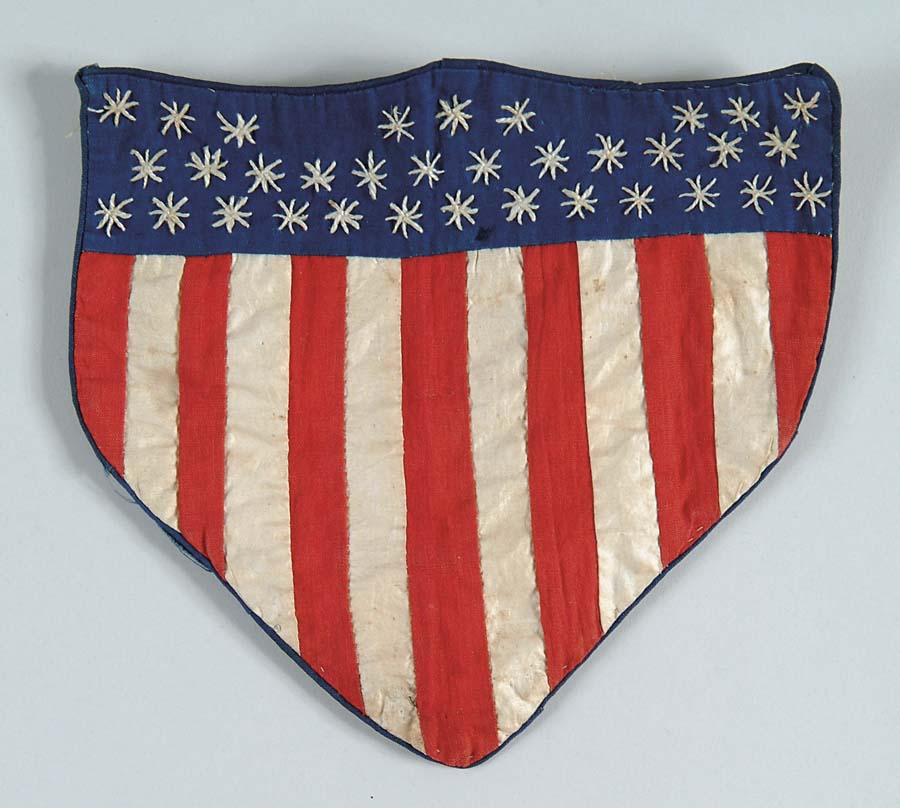 Appraisal: CIVIL WAR ERA -STAR HAND-SEWN PATRIOTIC SHIELD x - with