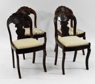 Appraisal: American Carved Mahogany Balloon Back Chairs UNITED STATES TH CENTURY