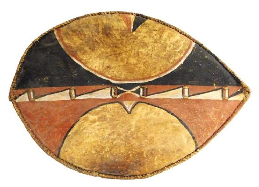 Appraisal: TRIBAL Zulu shield animal hide with pigment painted hide shield