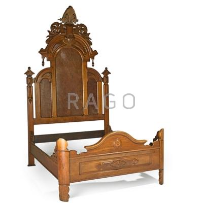 Appraisal: VICTORIAN RENAISSANCE REVIVAL BEDROOM SET Carved walnut bed frame and