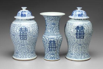 Appraisal: Three pieces Chinese porcelain all blue and white with quot