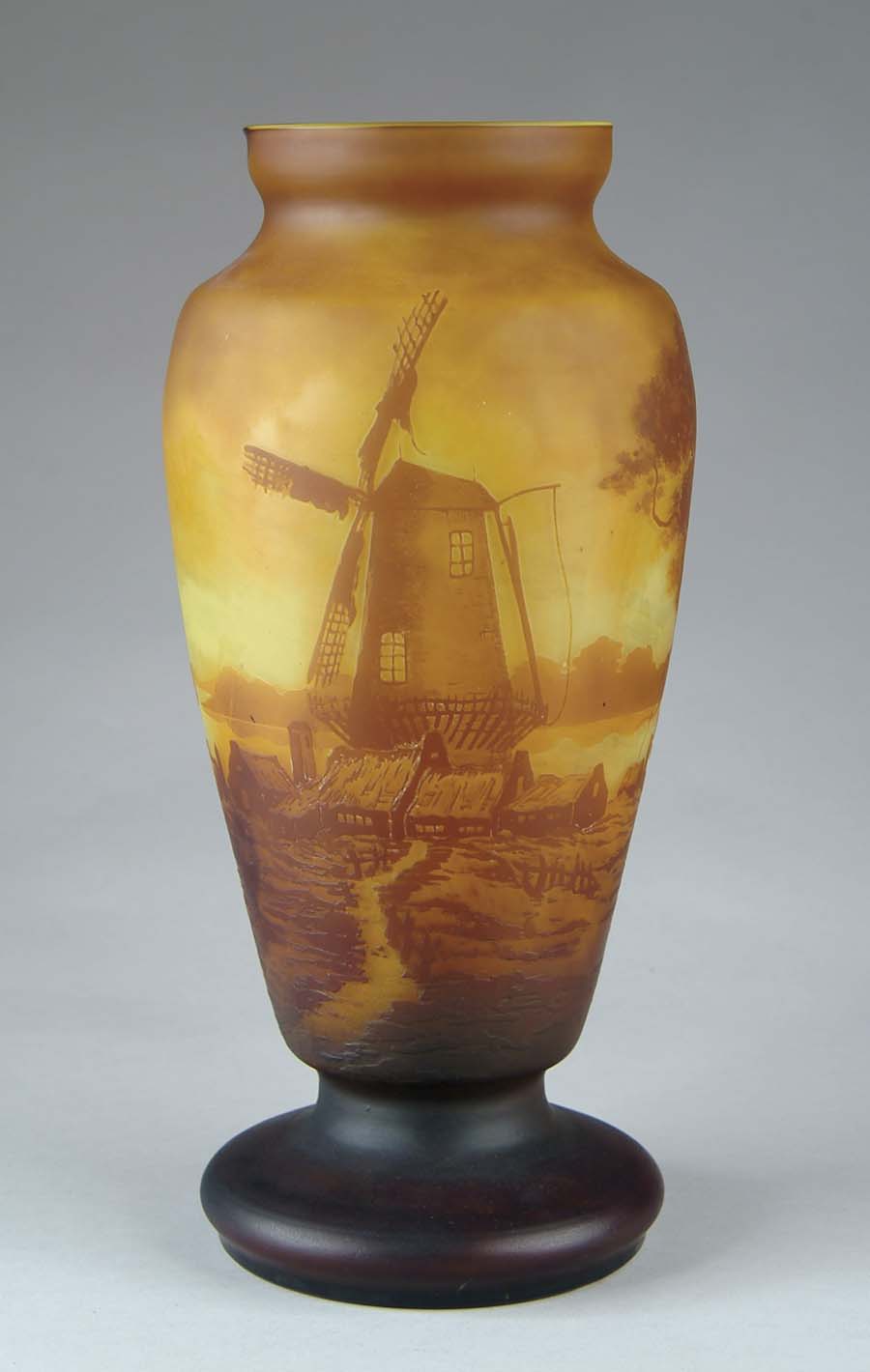 Appraisal: MULLER FRES LUNEVILLE CAMEO VASE Very pretty Holland scene with