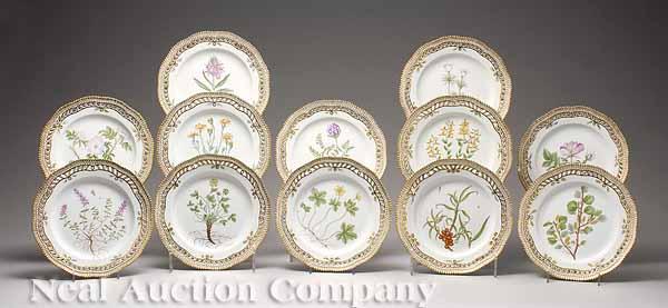 Appraisal: A Fine Set of Twelve Royal Copenhagen Flora Danica Porcelain