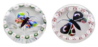 Appraisal: Two Baccarat Garlanded Butterfly Paperweights France mid th century one