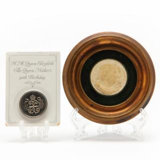 Appraisal: Two Decorative Medallions including a composition framed plaque featuring Henric