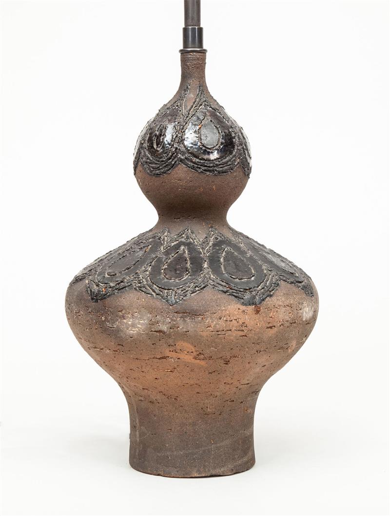 Appraisal: Lamp Belgian c Pottery in From the Collection of Robert