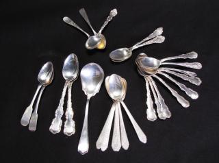 Appraisal: Description Group of Sterling Spoons pieces total including teaspoons patent