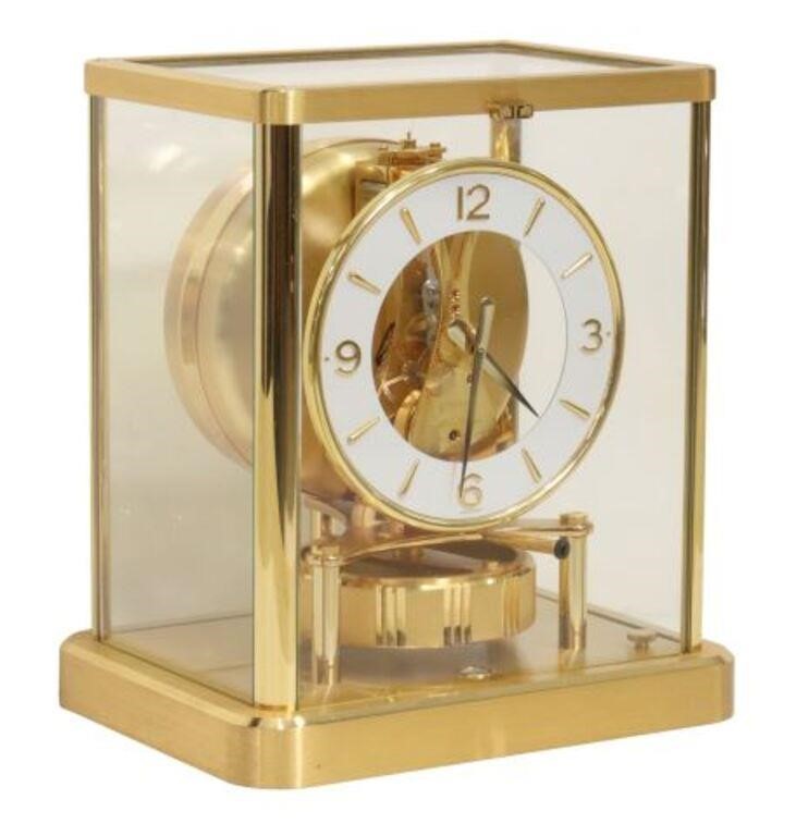 Appraisal: Swiss Atmos clock Jaeger-LeCoultre late th c gilt-brass case with