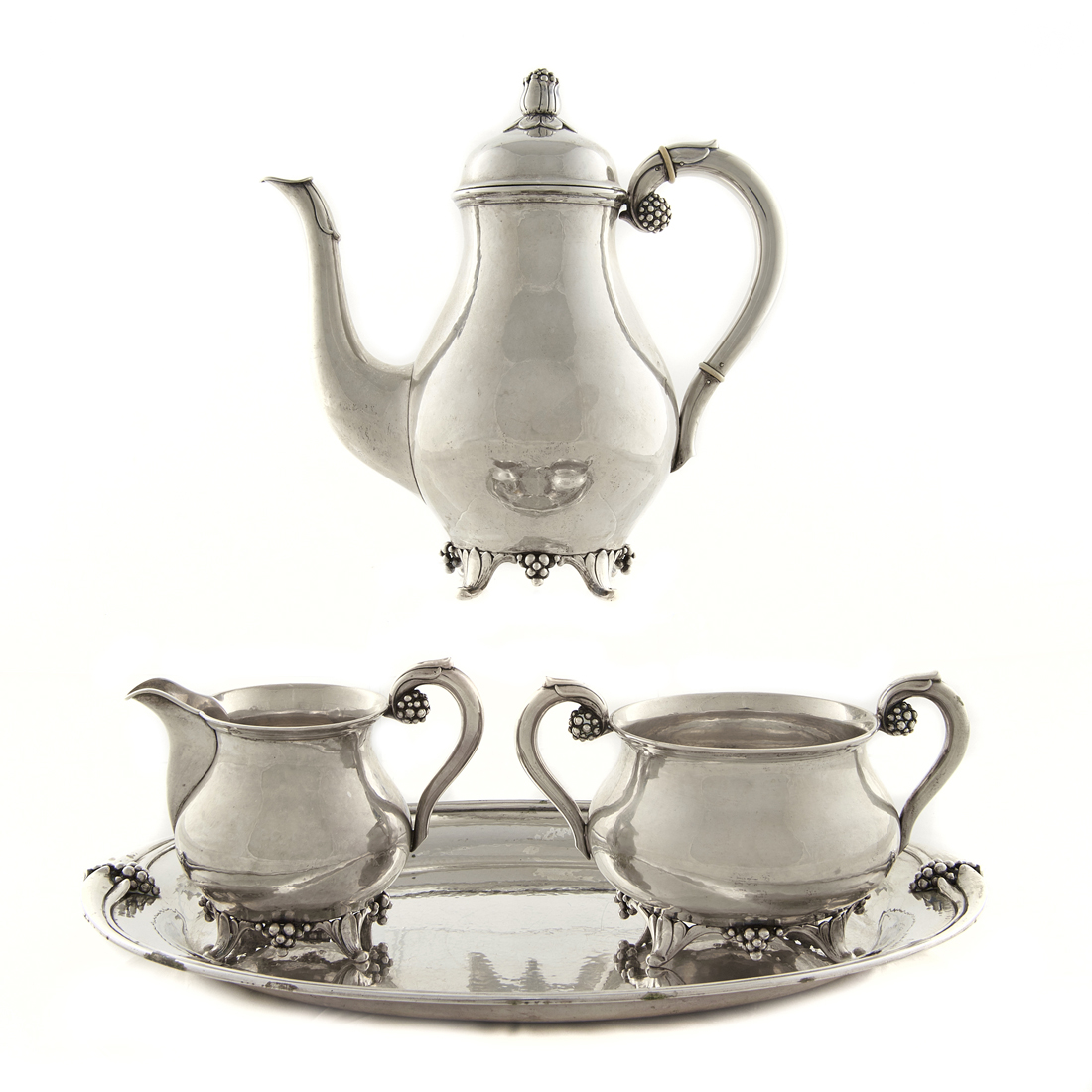 Appraisal: Christian F Heise Silver Coffee Set set of Denmark silver