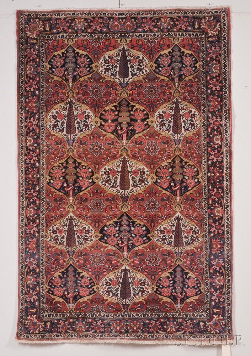 Appraisal: Bahktiari Rug West Persia early th century small end reweave