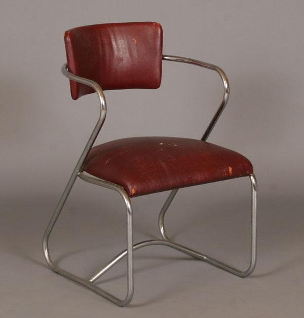 Appraisal: Kem Weber Troy Sunshade tubular chrome Art Deco arm chair