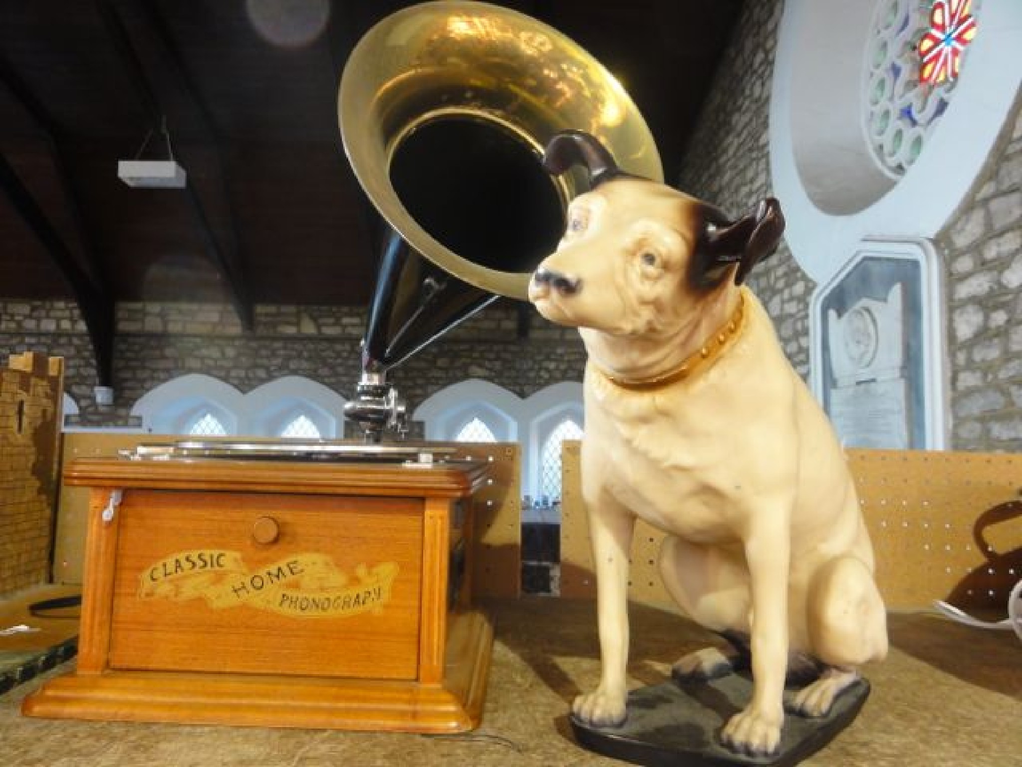 Appraisal: A contemporary Classic Home phonograph with timber case and brass