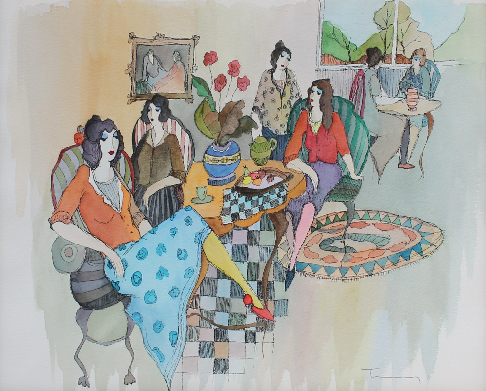 Appraisal: TARKAY Itzchak Isaac Yugoslavian - ''Social Hour at the Club