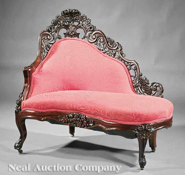 Appraisal: An Important American Rococo Carved and Laminated Rosewood M ridienne