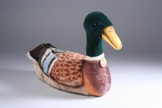 Appraisal: STEIFF MALLARD With chest tag Yellow felt beak shoe button