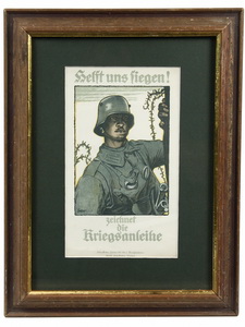 Appraisal: X-RARE GERMAN WWI RECRUITMENT POSTER - 'Helft uns Siegen Zeichnet