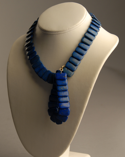 Appraisal: A Lapis Lazuli Necklace and Matching Bracelet with rectangular overlapping