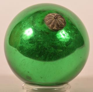 Appraisal: Antique Green Blown Glass Ball Form German Kugel - diameter