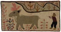 Appraisal: OUTSTANDING PICTORAL FOLK ART HOOKED RUG The scene shows an