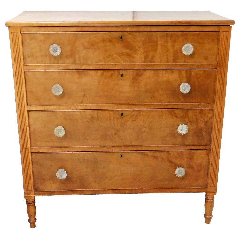 Appraisal: Four drawer chest American glass pulls four graduated long drawers