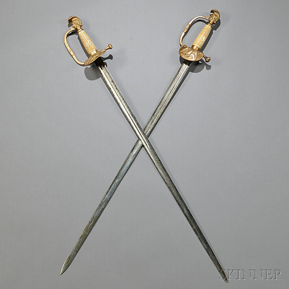 Appraisal: Two Knight's-head Pommel Swords c mid- th century brass hilts