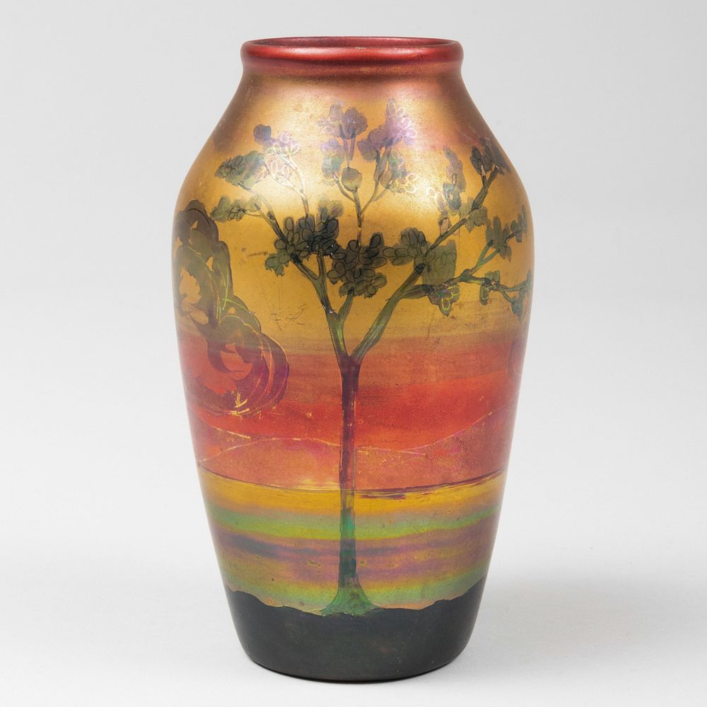 Appraisal: Weller Lasa Pottery Luster Glazed Vase Unsigned x in diam