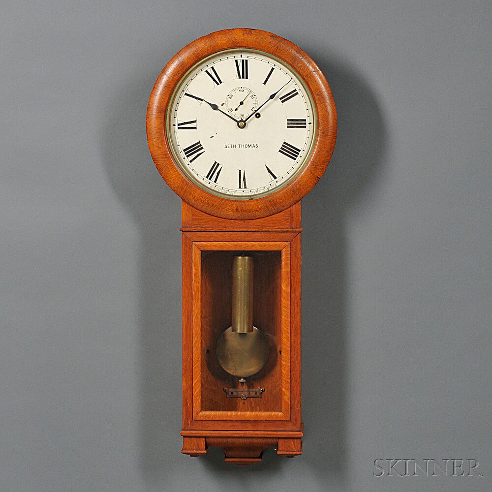 Appraisal: Seth Thomas Oak No Regulator Thomaston Connecticut c glazed wooden